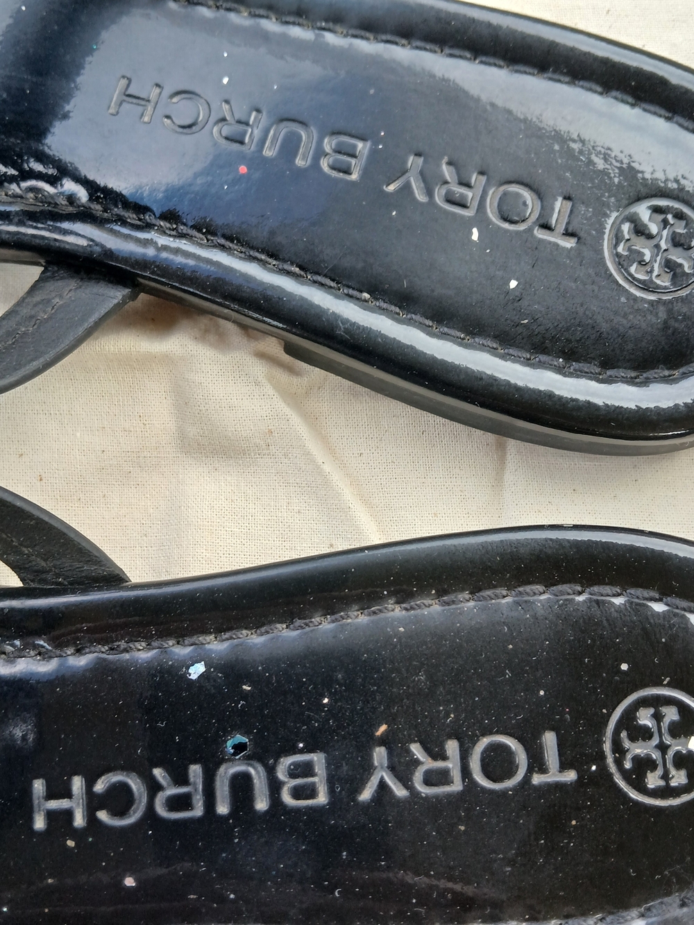 Tory Burch Miller Sandals In Black Patent Logo With Box And Bag - Picture 5 of 8